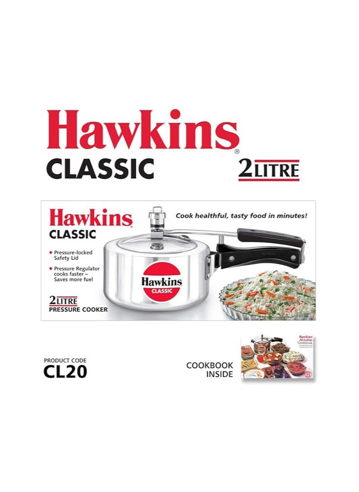 Hawkins Classic Aluminium Inner Lid Pressure Cooker, 2 Litre, Silver (CL20)