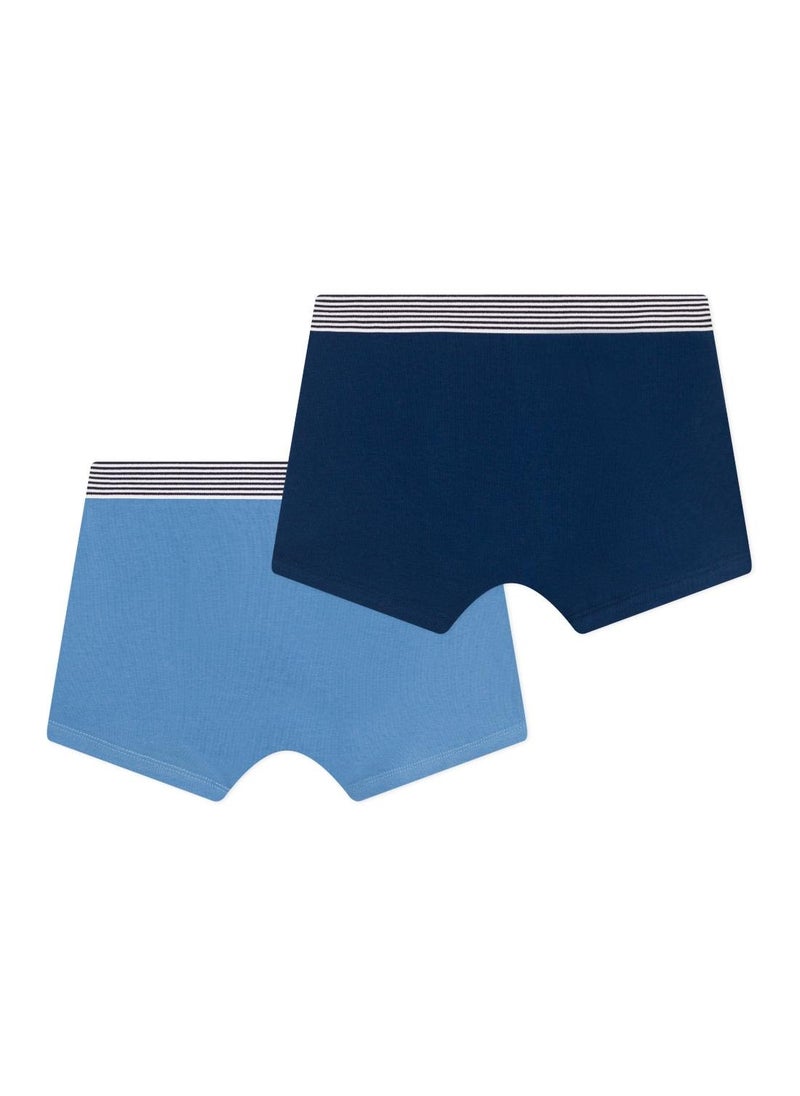 Children's plain cotton and elastane boxers - 2-pack