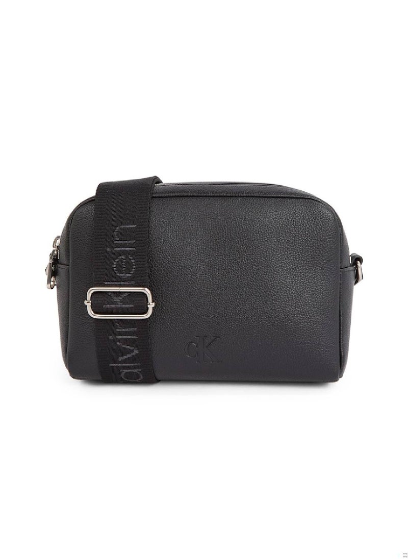 Women's Ultralight Double Zip Crossover Bag - Faux Leather, Black