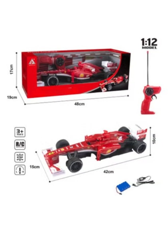 1:12 Scale F1 SF190 Remote Control Racing Car – Rechargeable Battery, USB Charging, High-Speed RC Toy for Kids & Adults