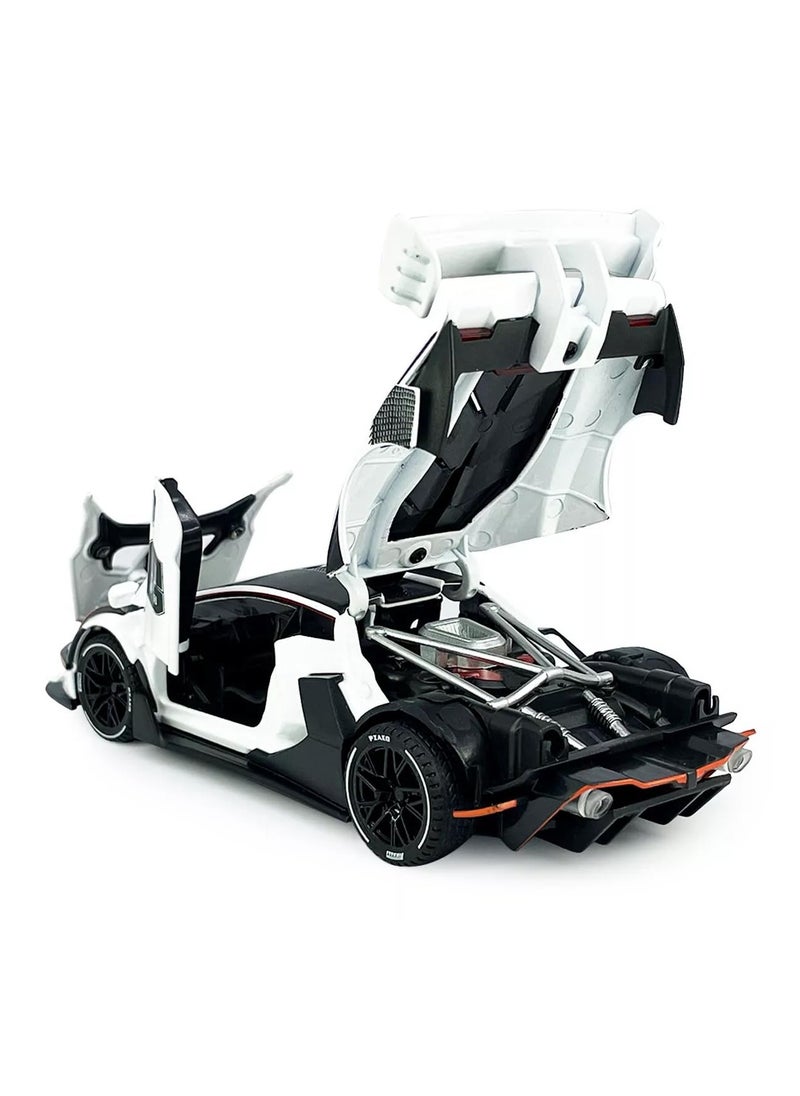1:32 Scale Lamborghini Essenza SCV12 Diecast Car – Sound & Light, Openable Doors, Kids Toy & Collector’s Model (White)