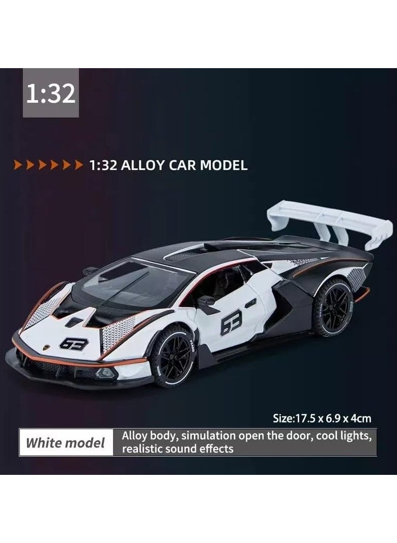 1:32 Scale Lamborghini Essenza SCV12 Diecast Car – Sound & Light, Openable Doors, Kids Toy & Collector’s Model (White)