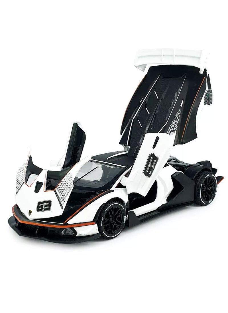 1:32 Scale Lamborghini Essenza SCV12 Diecast Car – Sound & Light, Openable Doors, Kids Toy & Collector’s Model (White)