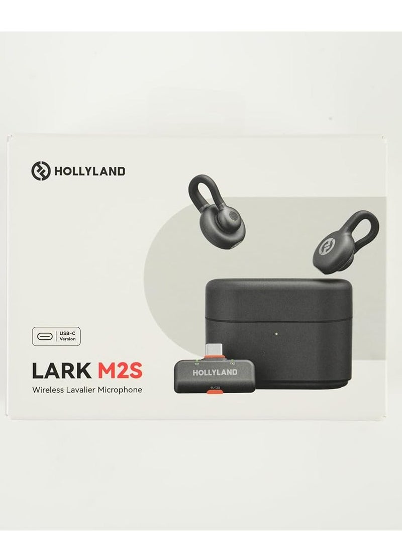 Hollyland Lark M2S Wireless Lavalier Microphone with USB-C plug for iPhone 15/16 and Android, Titanium Clip, Plug-and-Play, Noise Cancelling, 300m Range, 27H Battery Life for Vlogging, YouTube