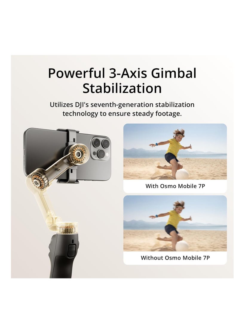 Osmo Mobile 7P Gimbal Stabilizer for iPhone & Android, 3-Axis Stabilization, Native Tracking, Lighting, Quick Launch, One-Tap Edit, Built-in Extension Rod & Tripod, 10-Hour Battery Life, Phone Charging Black