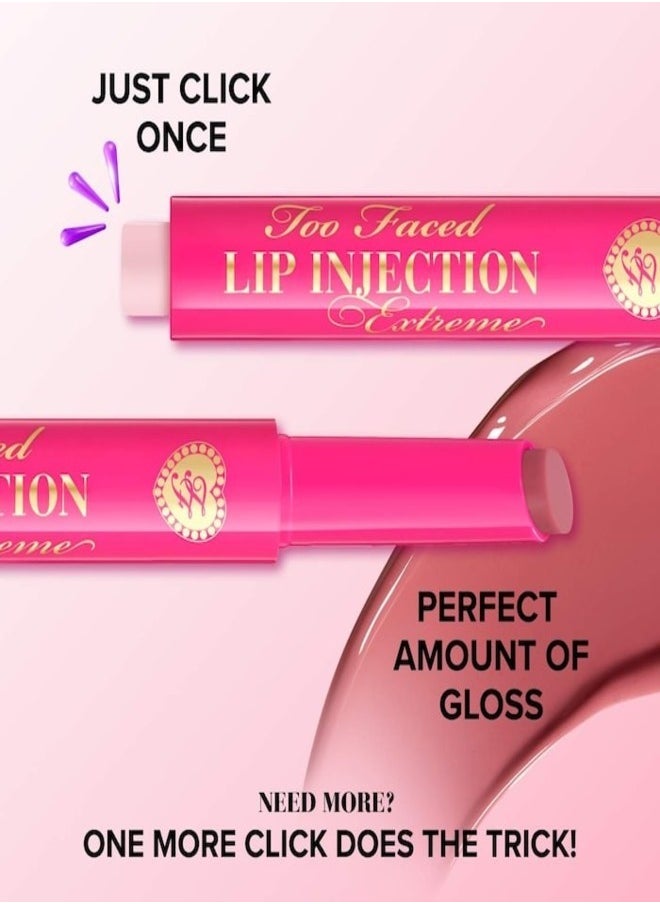 Too Faced Lip Injection Extreme Plumping Clicks Lip Gloss – Feelin' Spicy - Warm Red-Brown 1.5g – Hydrating, High-Shine & Volumizing Lip Plumper