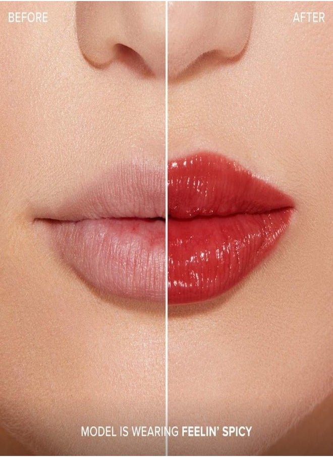 Too Faced Lip Injection Extreme Plumping Clicks Lip Gloss – Feelin' Spicy - Warm Red-Brown 1.5g – Hydrating, High-Shine & Volumizing Lip Plumper