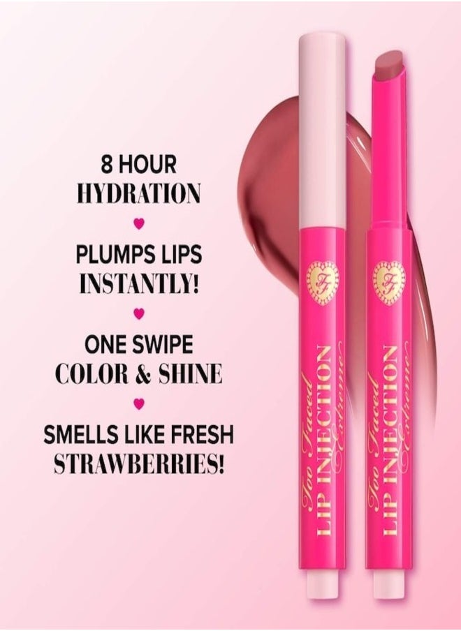 Too Faced Lip Injection Extreme Plumping Clicks Lip Gloss – Feelin' Spicy - Warm Red-Brown 1.5g – Hydrating, High-Shine & Volumizing Lip Plumper