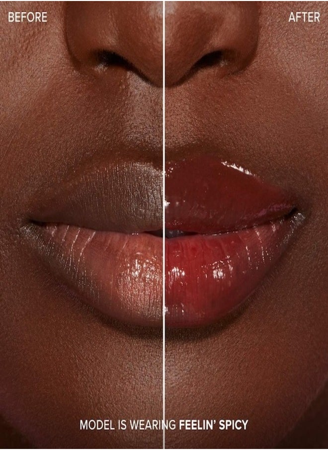 Too Faced Lip Injection Extreme Plumping Clicks Lip Gloss – Feelin' Spicy - Warm Red-Brown 1.5g – Hydrating, High-Shine & Volumizing Lip Plumper