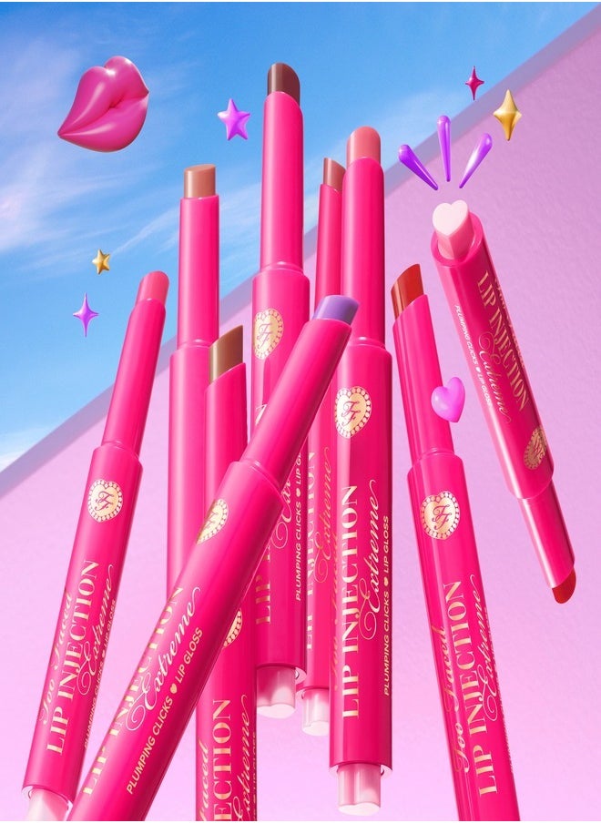 Too Faced Lip Injection Extreme Plumping Clicks Lip Gloss – Feelin' Spicy - Warm Red-Brown 1.5g – Hydrating, High-Shine & Volumizing Lip Plumper