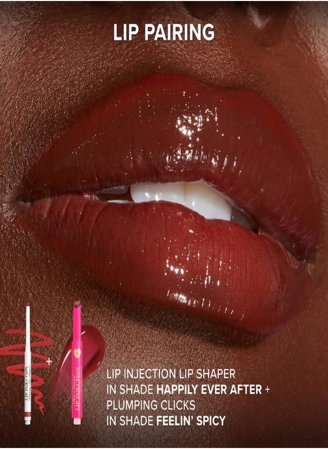Too Faced Lip Injection Extreme Plumping Clicks Lip Gloss – Feelin' Spicy - Warm Red-Brown 1.5g – Hydrating, High-Shine & Volumizing Lip Plumper
