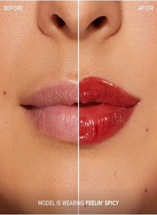 Too Faced Lip Injection Extreme Plumping Clicks Lip Gloss – Feelin' Spicy - Warm Red-Brown 1.5g – Hydrating, High-Shine & Volumizing Lip Plumper