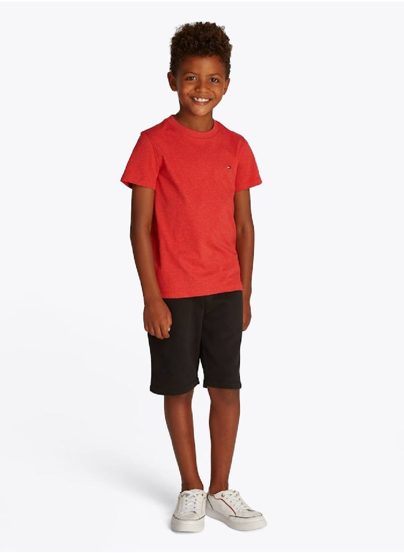 Boys' Contrast Crew Neck T-Shirt - Cotton, Red