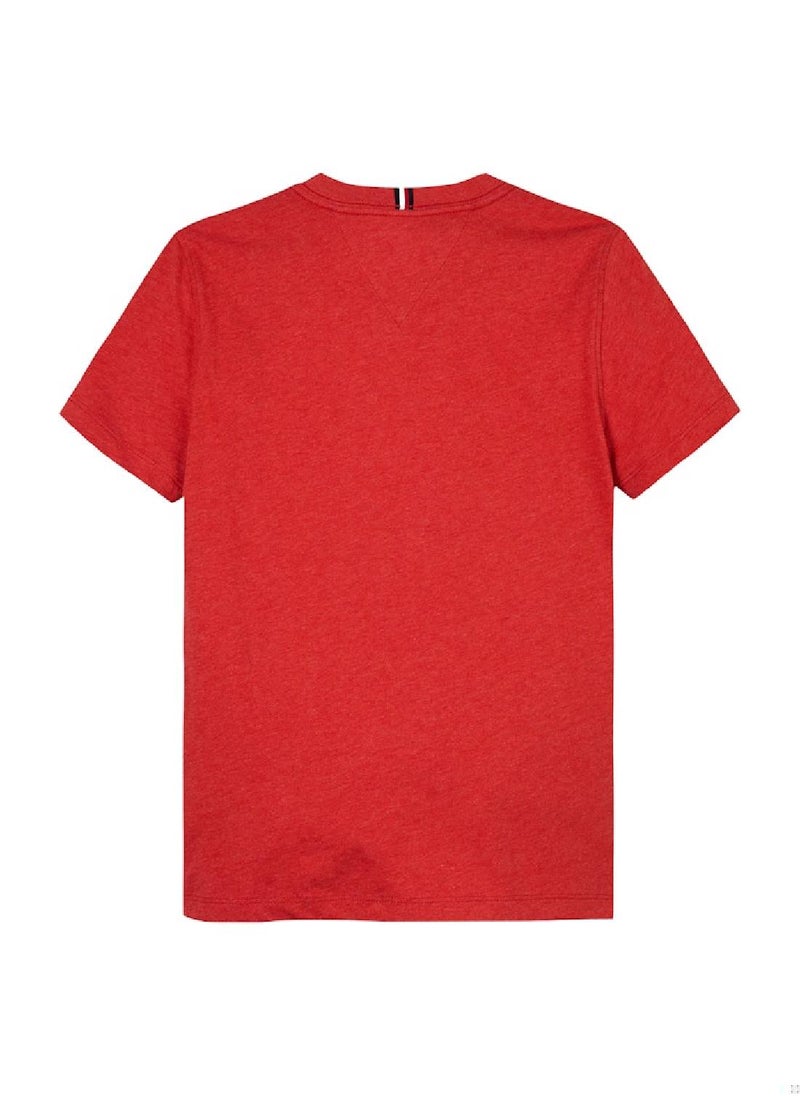 Boys' Contrast Crew Neck T-Shirt - Cotton, Red