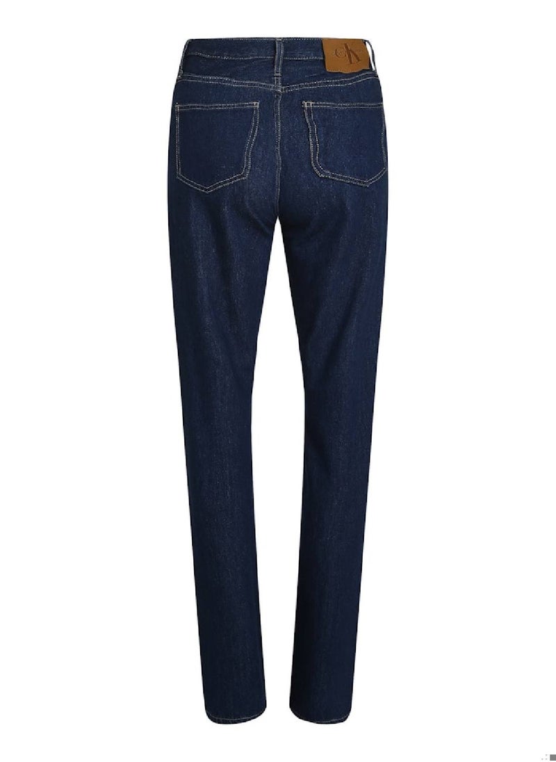 Women's High Rise Straight Jeans  - Cotton, Blue