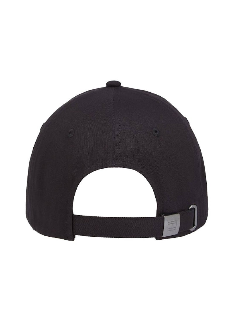 Men's Six-Panel Logo Embroidery Baseball Cap - Cotton, Black