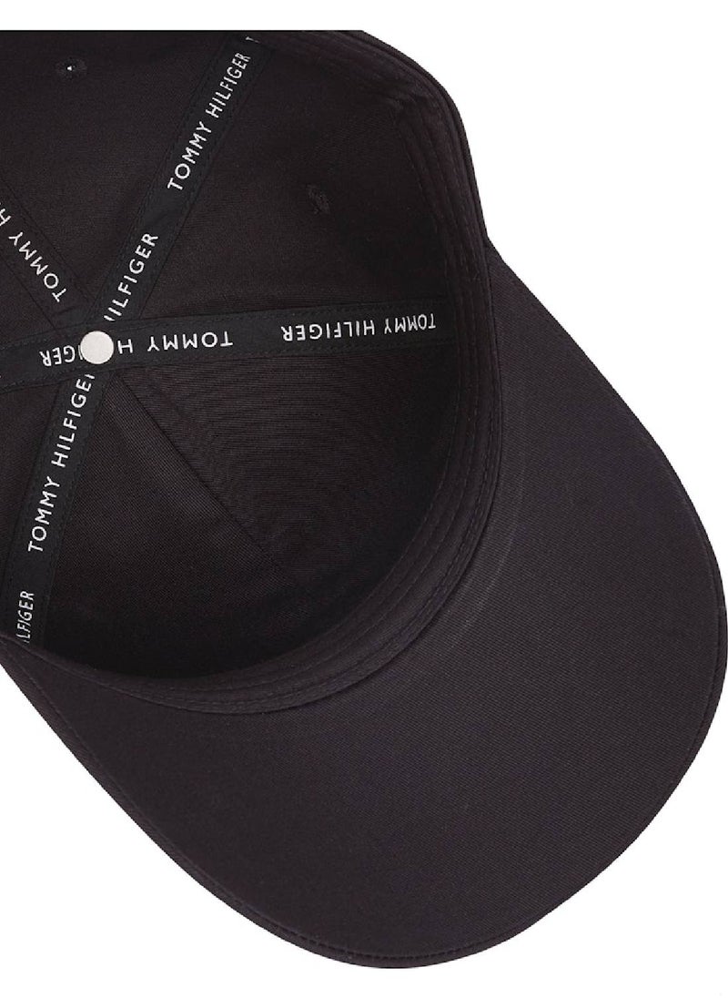 Men's Six-Panel Logo Embroidery Baseball Cap - Cotton, Black