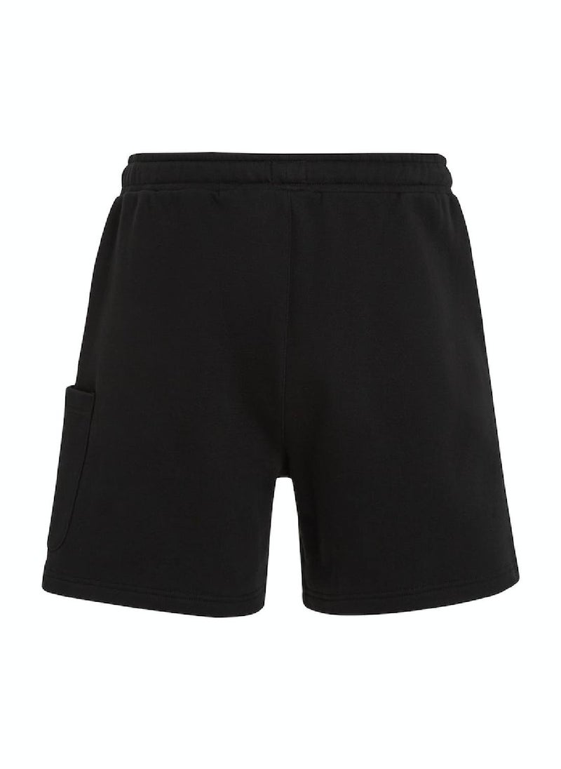 Men's Badge Brushed Terry Cargo Shorts -  Pure brushed cotton terry, Black