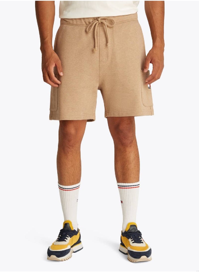 Men's Badge Logo Regular Sweatshorts - Cotton, Beige