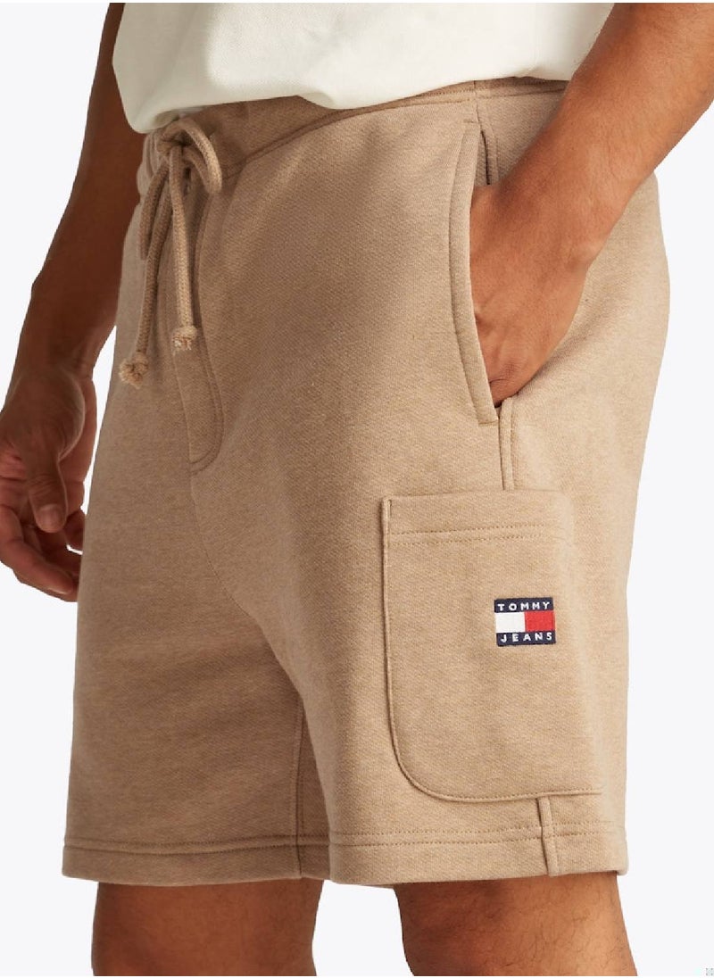 Men's Badge Logo Regular Sweatshorts - Cotton, Beige