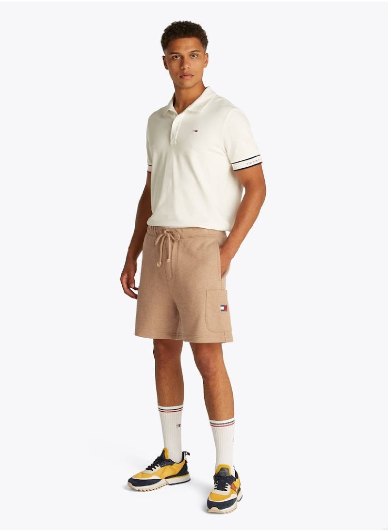 Men's Badge Logo Regular Sweatshorts - Cotton, Beige