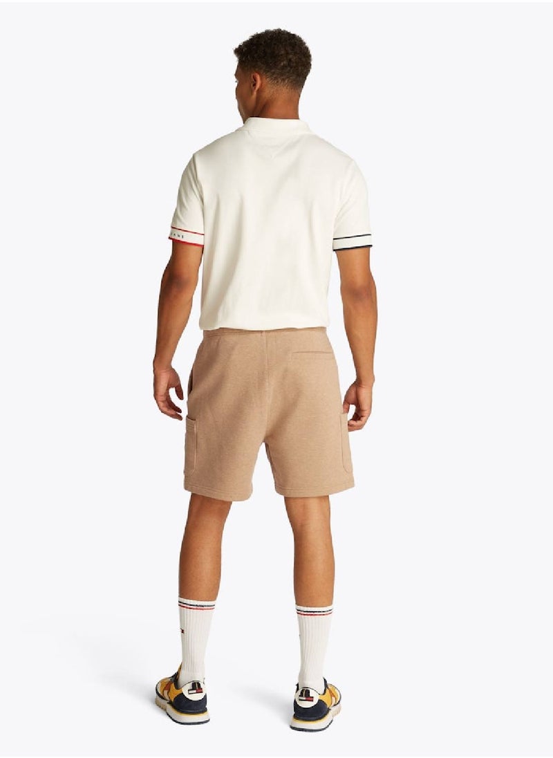 Men's Badge Logo Regular Sweatshorts - Cotton, Beige