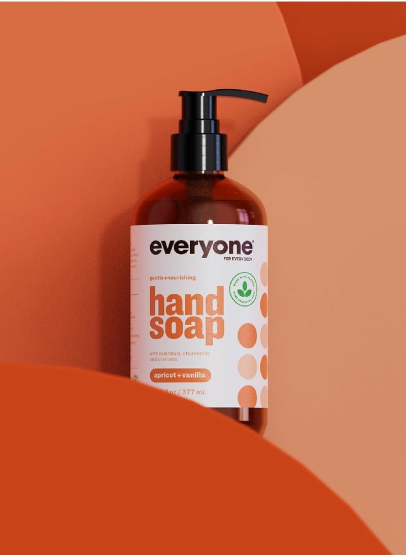Everyone Liquid Hand Soap, 12.75 Ounce (Pack of 3), Apricot and Vanilla, Plant-Based Cleanser with Pure Essential Oils