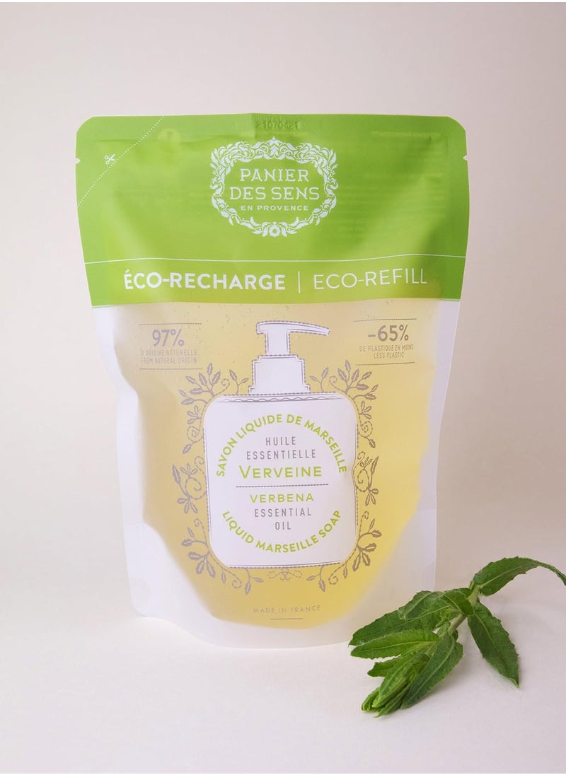 Liquid Hand Soap Refills - Verbena Foaming Hand Soap Refill - French Moisturizing Hand Wash with Coconut Oil - Kitchen & Bathroom Hand Soap - Soft Soap Refill 97% Natural