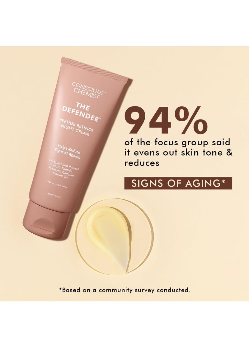 Conscious Chemist 0.2% Retinol Moisturizer Cream | 50g | Pro-Collagen Night Cream For Men & Women, Multi peptide Anti aging Face cream, Reduces Fine lines, Neck lines & Wrinkles, All Skin Types