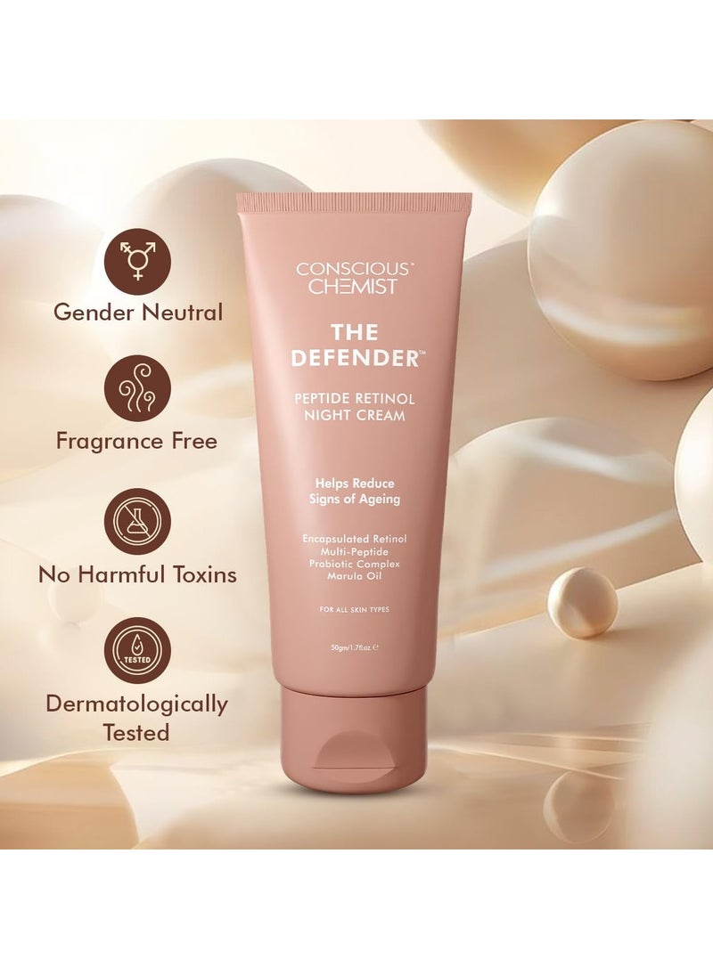 Conscious Chemist 0.2% Retinol Moisturizer Cream | 50g | Pro-Collagen Night Cream For Men & Women, Multi peptide Anti aging Face cream, Reduces Fine lines, Neck lines & Wrinkles, All Skin Types
