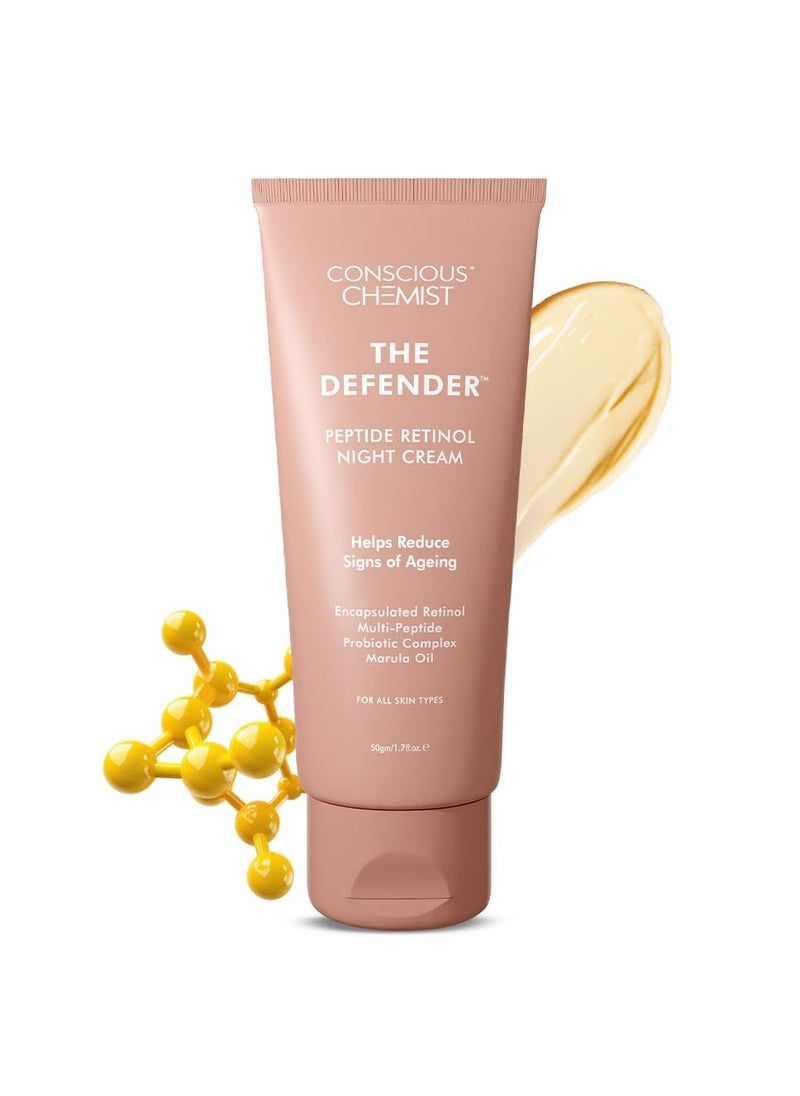 Conscious Chemist 0.2% Retinol Moisturizer Cream | 50g | Pro-Collagen Night Cream For Men & Women, Multi peptide Anti aging Face cream, Reduces Fine lines, Neck lines & Wrinkles, All Skin Types