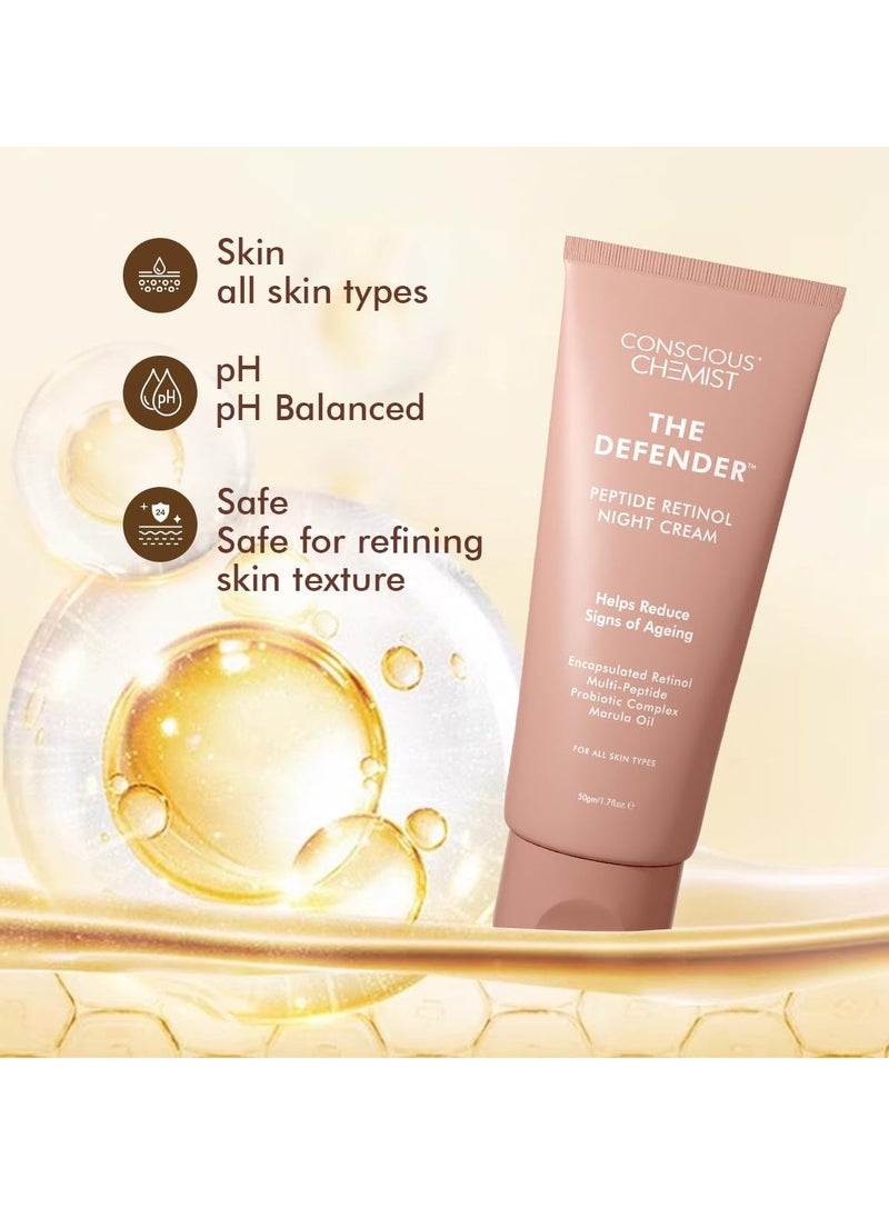 Conscious Chemist 0.2% Retinol Moisturizer Cream | 50g | Pro-Collagen Night Cream For Men & Women, Multi peptide Anti aging Face cream, Reduces Fine lines, Neck lines & Wrinkles, All Skin Types