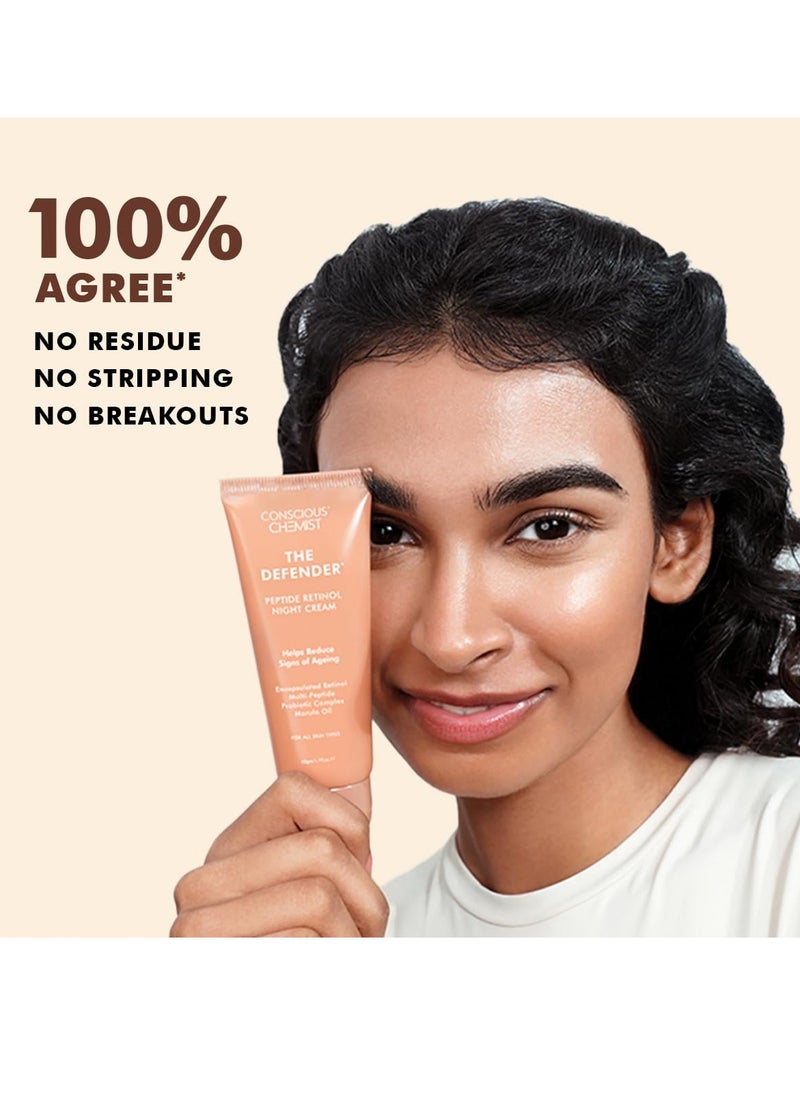 Conscious Chemist 0.2% Retinol Moisturizer Cream | 50g | Pro-Collagen Night Cream For Men & Women, Multi peptide Anti aging Face cream, Reduces Fine lines, Neck lines & Wrinkles, All Skin Types