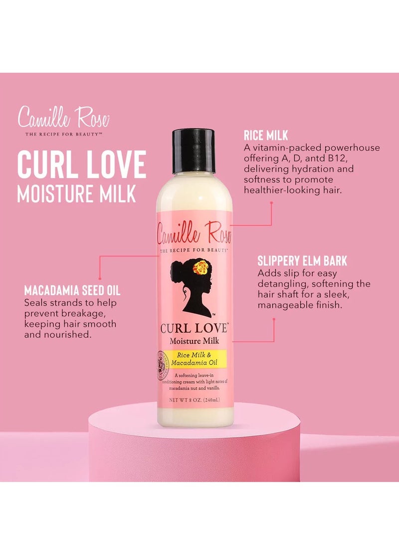 Curl Love Moisture Milk 8oz Hydrating Leave-In for Soft & Defined Curls Vanilla Scent