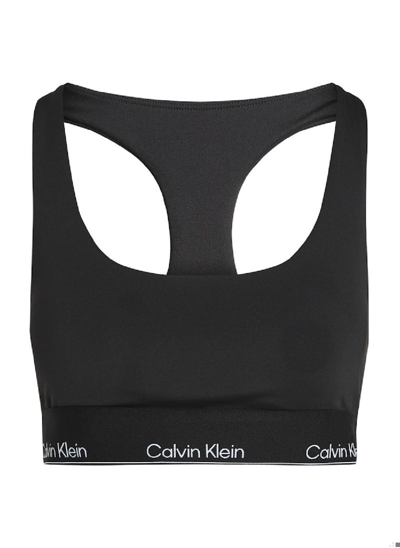 Women's Medium Impact Sports Bra - Polyester, Black