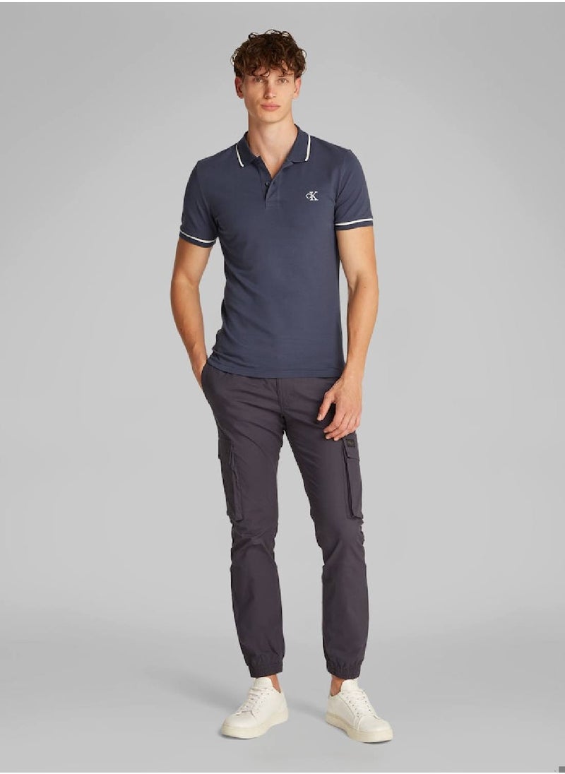 Men's Slim Polo Shirt - Cotton, Blue