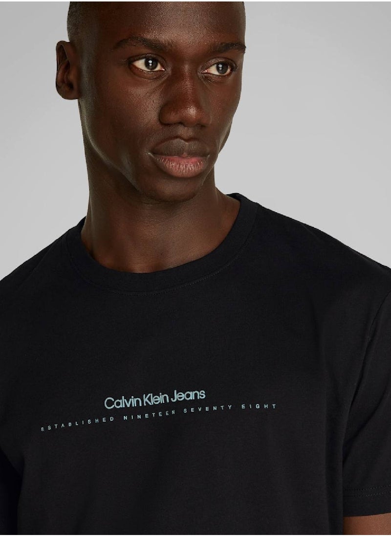 Men's Minimal Logo T-Shirt - Cotton, Black