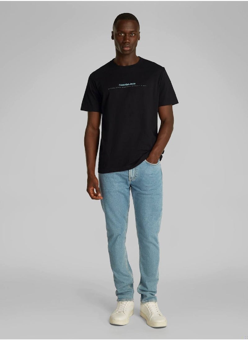 Men's Minimal Logo T-Shirt - Cotton, Black