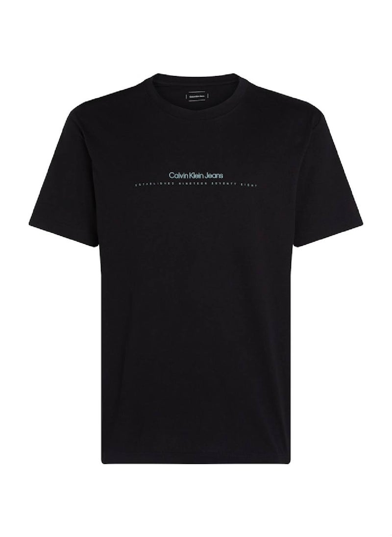 Men's Minimal Logo T-Shirt - Cotton, Black