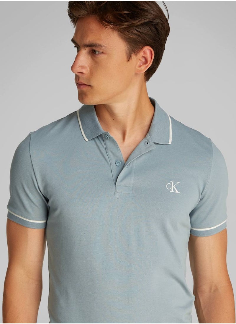Men's Slim Polo Shirt - Cotton, Green