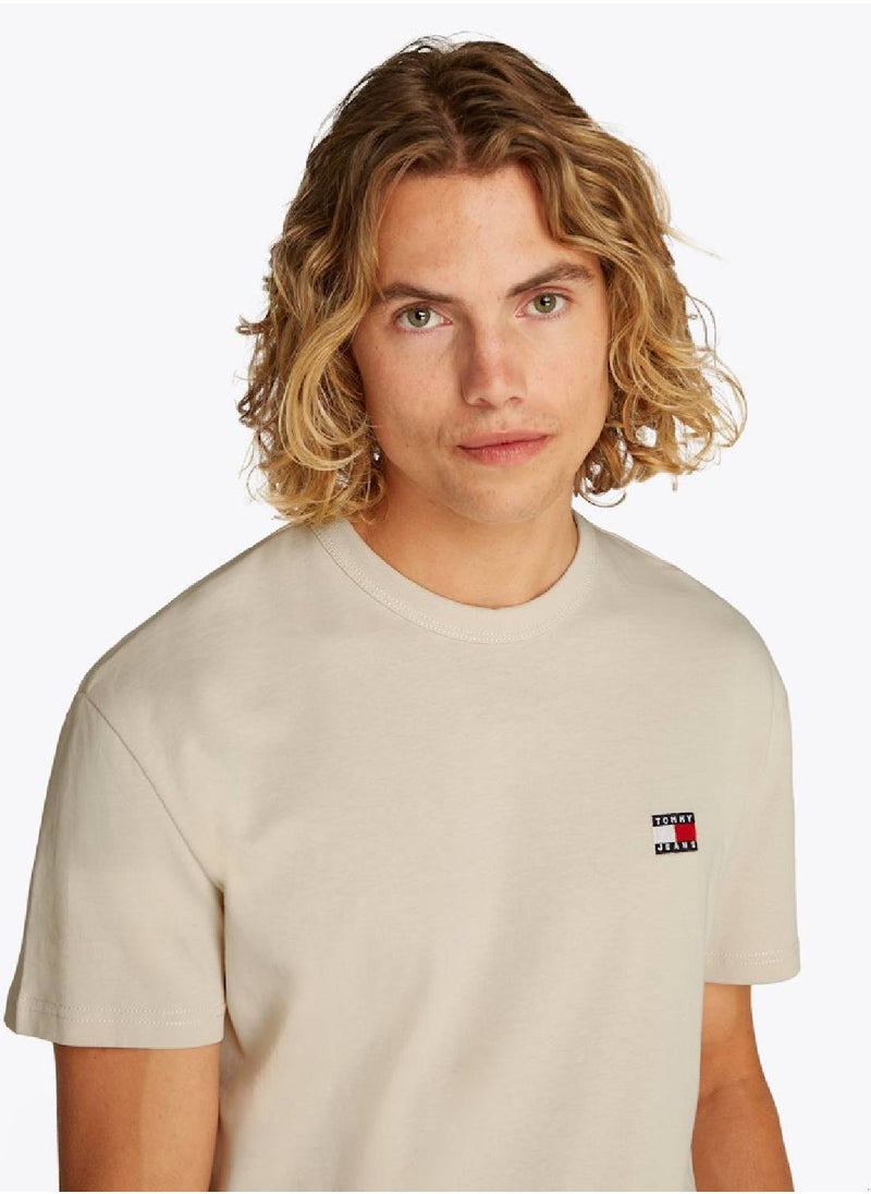 Men's Tommy Badge T-Shirt - Cotton, Beige