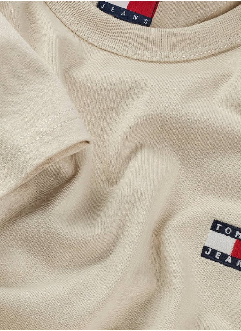 Men's Tommy Badge T-Shirt - Cotton, Beige