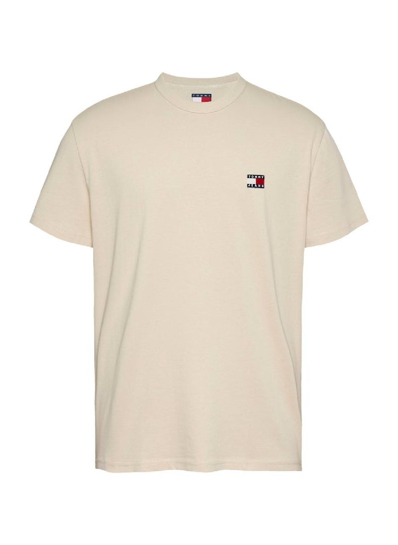 Men's Tommy Badge T-Shirt - Cotton, Beige