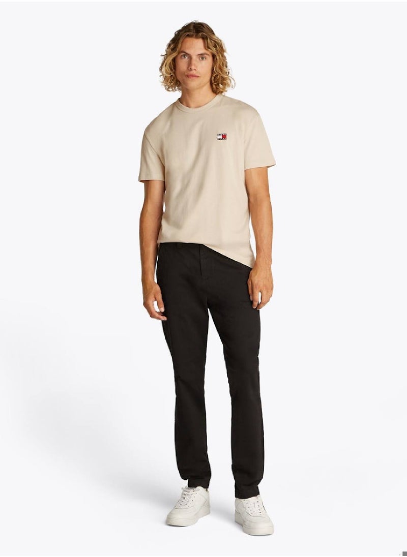 Men's Tommy Badge T-Shirt - Cotton, Beige