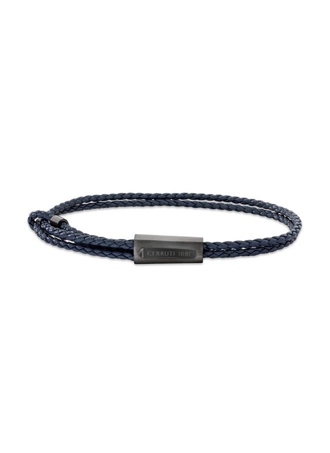 Duals BraceletDouble Tour Navy Blue Leather with Iconic LogoBold Statement Accessory for Men