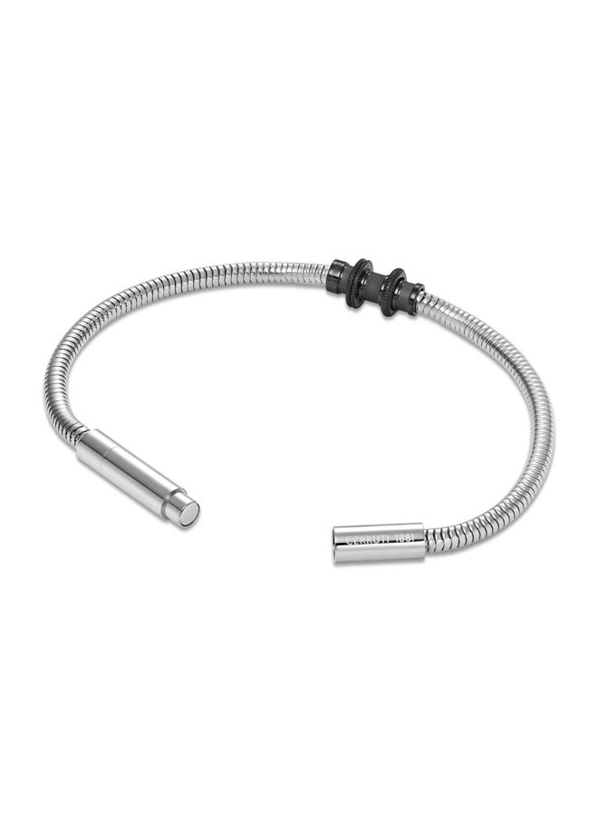 Flavio Silver Stainless Steel Cable with Grey Small Motif Bracelet for Men