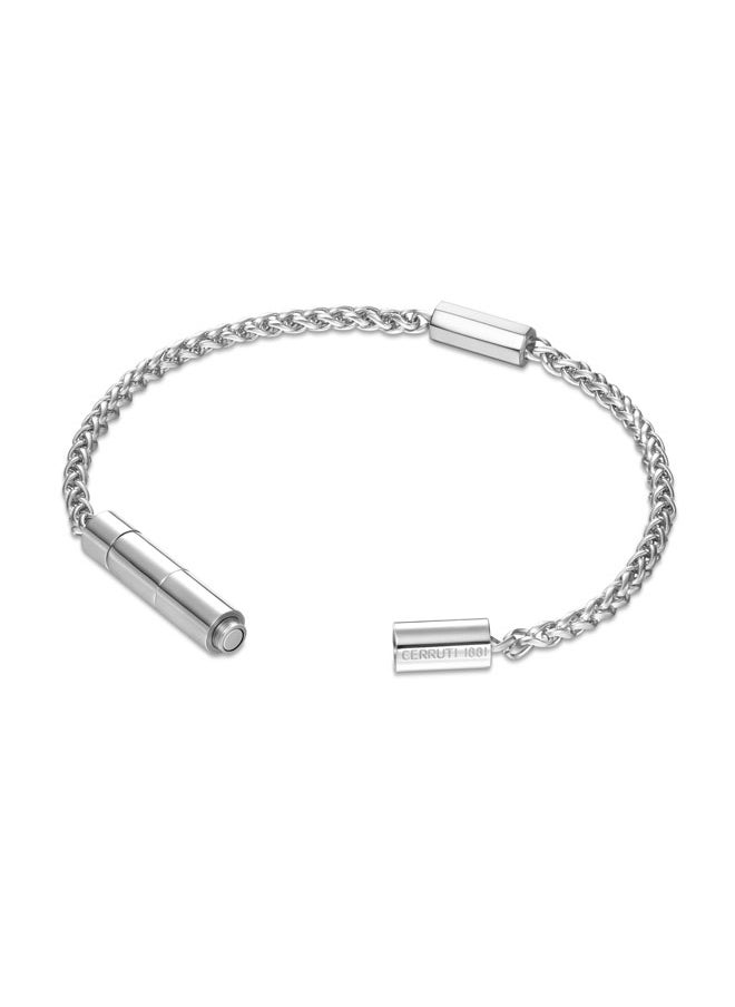Guido Silver Stainless Steel with Small Motif Chain Bracelet