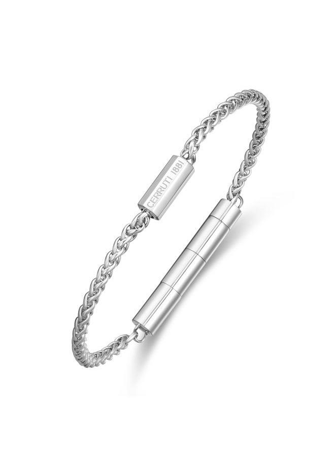 Guido Silver Stainless Steel with Small Motif Chain Bracelet