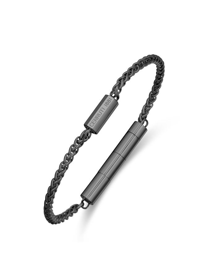 Guido Black Stainless Steel with Small Motif Chain Bracelet for Men