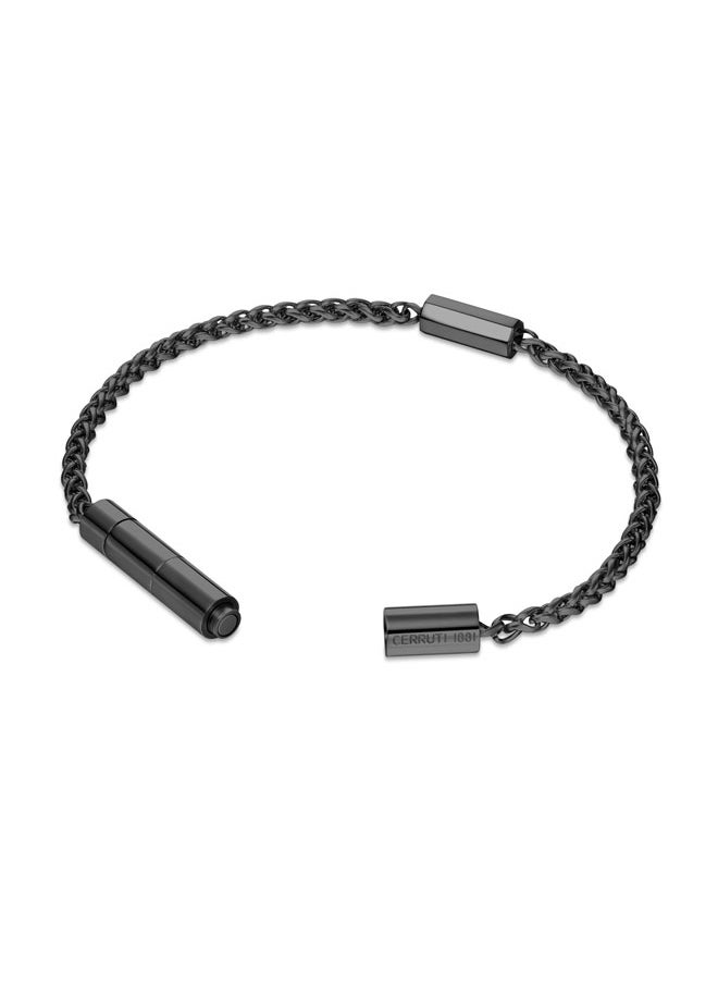 Guido Black Stainless Steel with Small Motif Chain Bracelet for Men